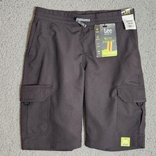 LEE Boy Proof Black Polyester Water Repellant Pull-On Cargo Shorts Boys 10R