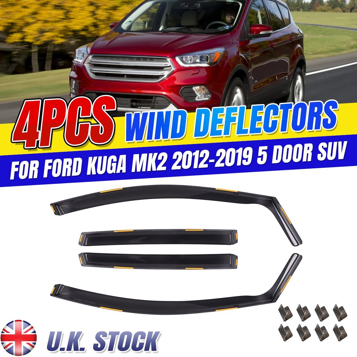 4pc Wind Deflectors Window Visor For Ford Kuga MK2 20122019 2018 2017 5 Doors eBay