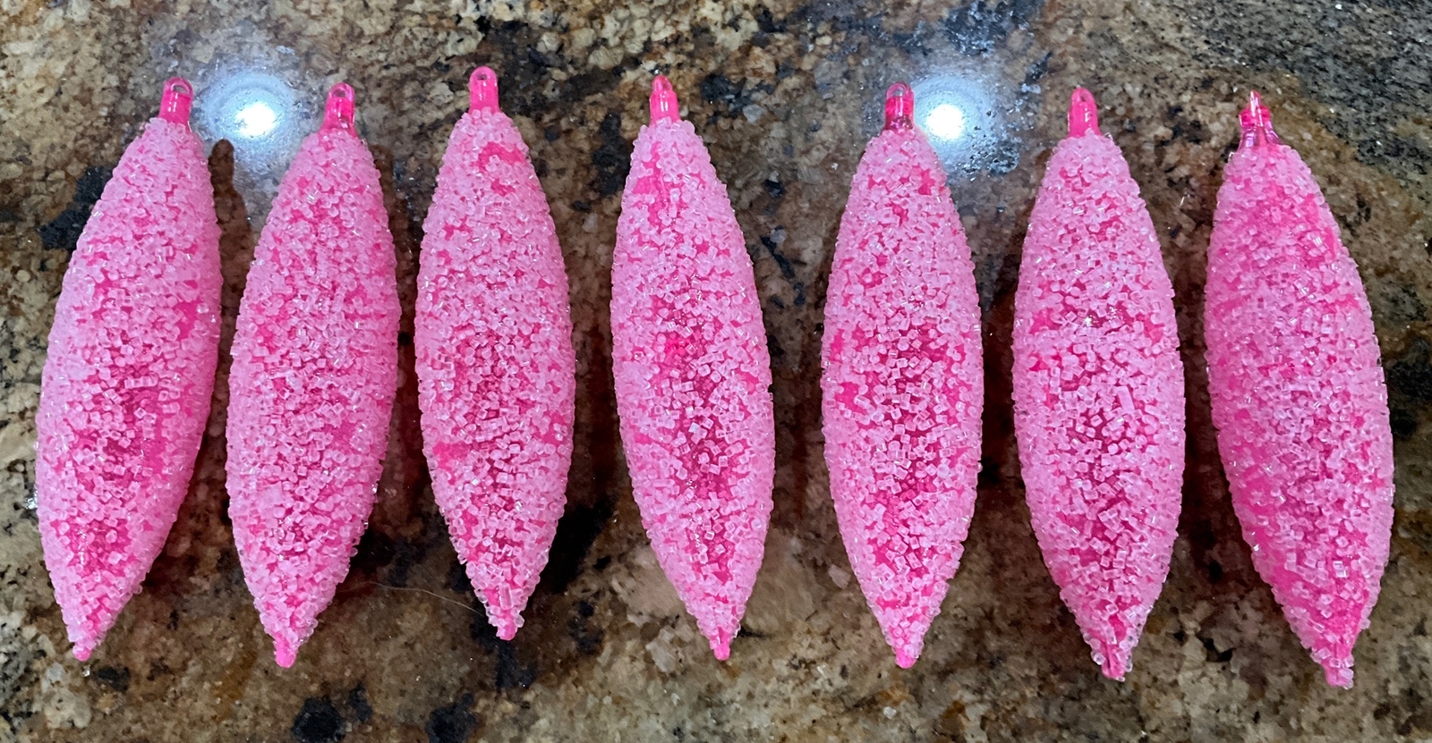 7 Vintage Jewelbrite Sugar Coated Neon Pink Plastic Christmas Tree