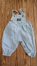 Vintage Baby B'gosh By Oshkosh Striped Overalls Pleated 3/6 Months Some Staining