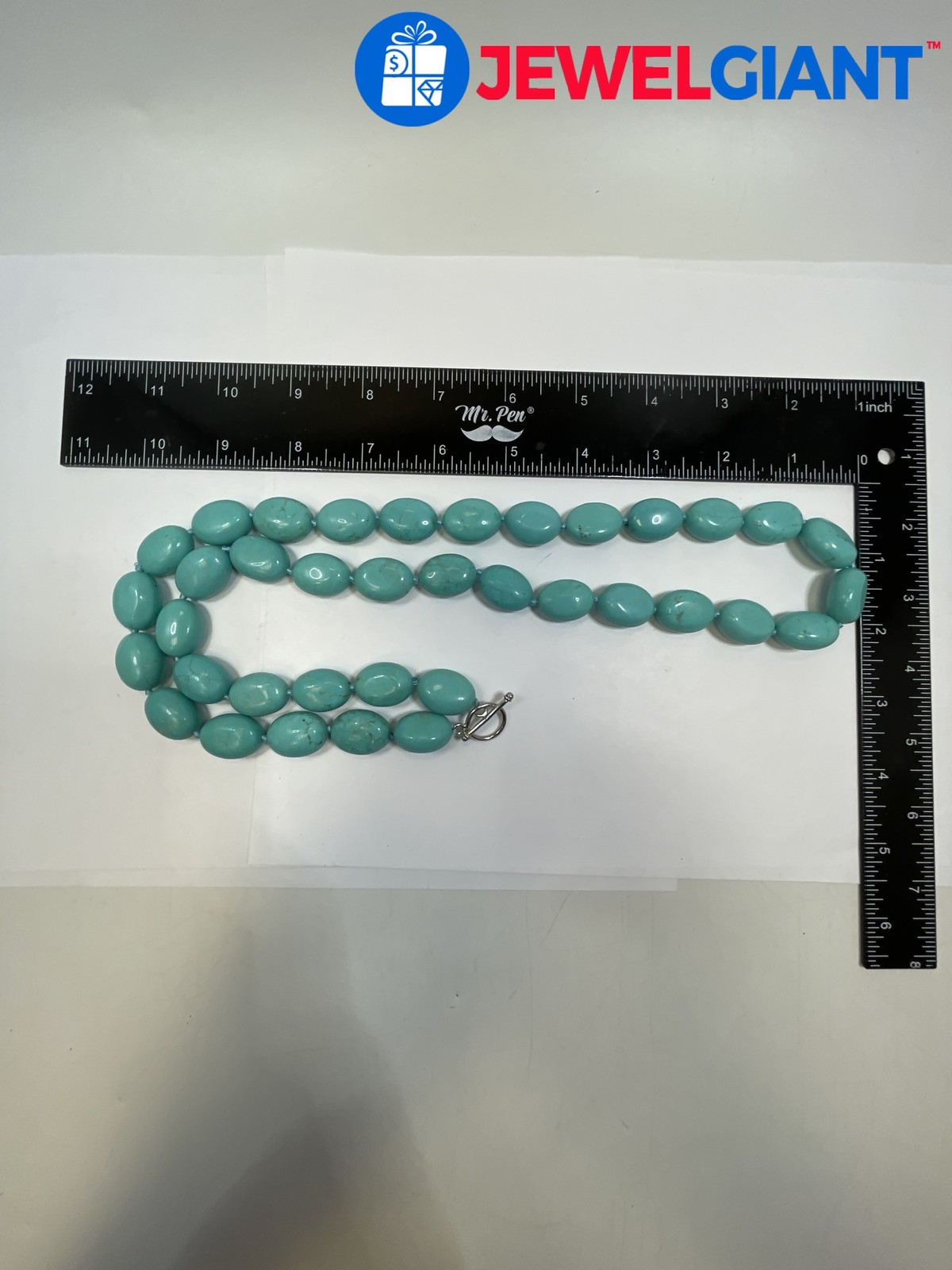 Sterling Silver Turquoise Opera Length 32.25 Inch Necklace Heavy 187.6G #Gf473