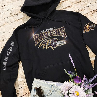 #ad Baltimore Ravens Rhinestone Unisex Hoodie Zip Up or Crewneck Sweatshirt S 3x $38.69