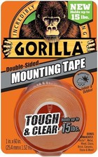Gorilla Mounting Tape, Tough and Clear, Double-Sided, 1" x 60", Clear - 24 Pack