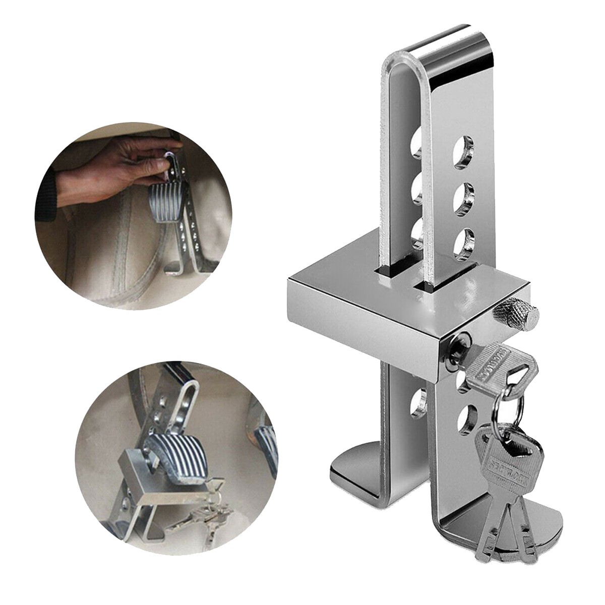 Anti-Theft Lock Car Brake Clutch Alloysteel Steering Wheel Pedal Security Device