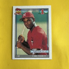 Topps 1991 Carl Everett Rookie #113 New York Yankees Baseball Card. rookie card picture
