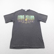 Camisa De Colección Long Island New York Para Hombre Grande Gris Puntada Única Velero Años 90