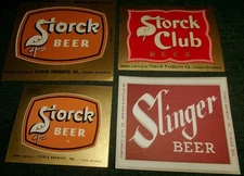 LOT OF 4 RARE Storck Brewery, Slinger Wisconsin Vintage Beer Bottle Labels