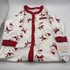 Just One You Carter  s First Christmas One Piece Santa Footed Sleeper Size 6M NWT