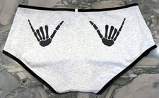 NEW Victoria Secret PINK Velvet Trim Cotton Shortie - Black Skeleton Hands - XXL