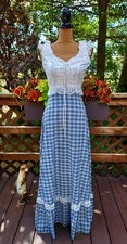 Vintage 70's Gunne Sax by Jessica Prairie Cottagcore  Corset Boho  Maxi Dress