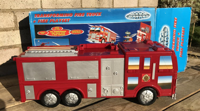 Mega Motors Transforming Fire Truck Micro Car Fold Out Playset Mini City Argos