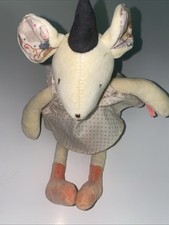 Moulin Roty Musical Mouse Plush 12" Pink Dress France