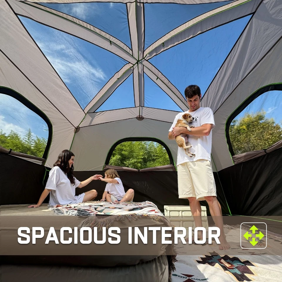 Tienda de campaña para 6 personas para acampar, impermeable fácil configuración tienda de campaña con lluvia... Foto 3 de 4