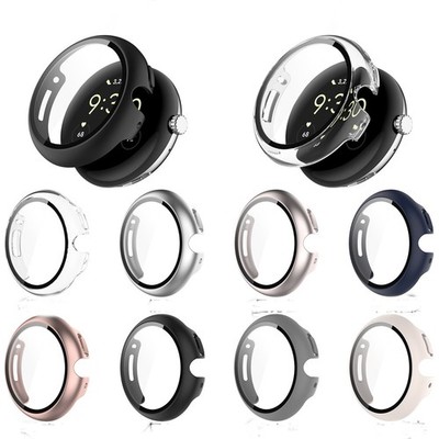 PC+Tempered Film One-piece Watch Protective Case Part for Google Pixel Watch