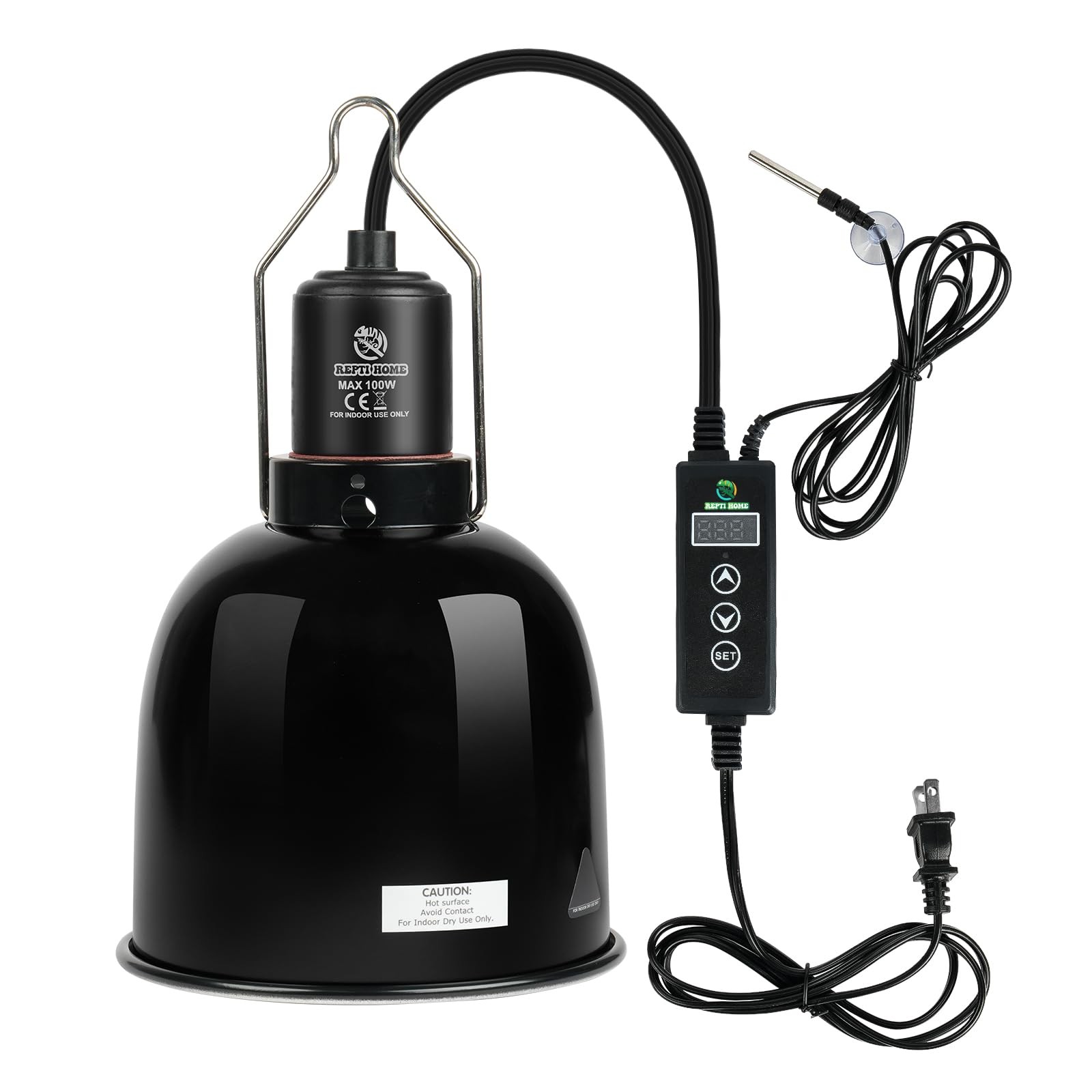 Reptile Light Fixture with Dimming Thermostat, 5.5 Inch Deep