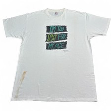 Vintage 90s Tee Shirt Adult Size XL White Big Print Logo Too Sexy Funny USA Made