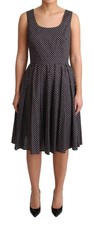Dolce&Gabbana Women Black Dress 100% Cotton Polka Dotted A-Line Casual Sundress