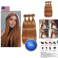 Xddnamei Virgin Human Hair Bundles 30 Light Brown Straight Wave 20-24 Inch 12A