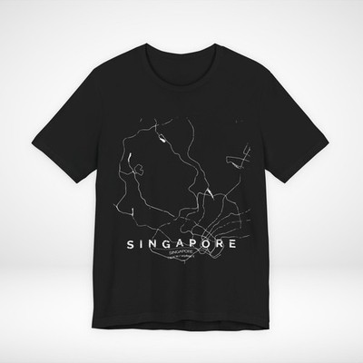 Singapore Train Map T-Shirt Minimalist Rail Graphic Tee Streetwear