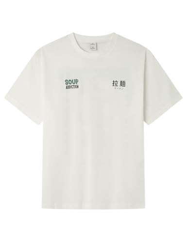 Herren T-Shirt Springfield Ramen Ss Graphic Elfenbein M 100% Baumwolle-image