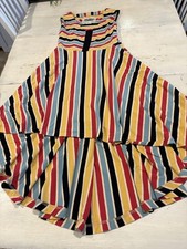 Effie's Heart Dress Womens Large Multicolor Stripe Sleeveless High Low Pockets