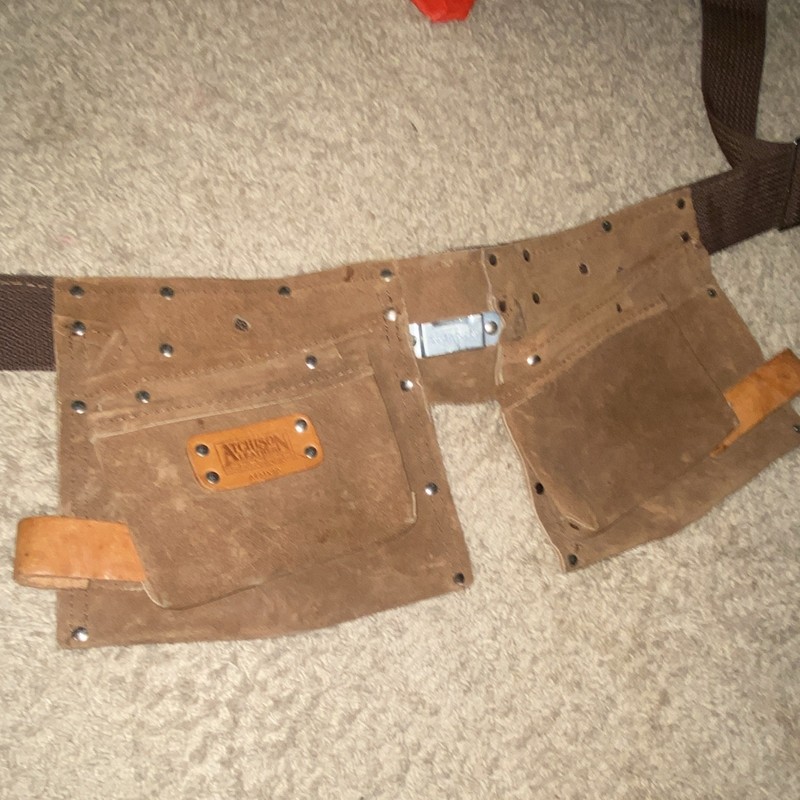 Atchison Leather Products A491XSP Small Riveted Brown Leather Tool Belt Pouch
