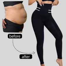 Damen High-Waist Anti Cellulite Kompression Leggings Bauchweg Miederhose Shaper