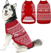HOMIMP Dog Sweater Argyle - Warm Winter Clothes, Soft Coat for Large, Red 