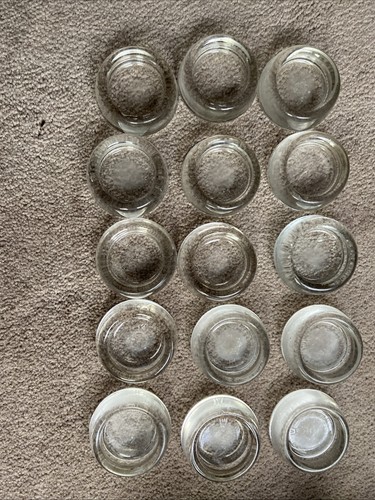 Set of 15 Vintage Hazel Atlas Clear Glass Furniture Coasters Floor Protectors