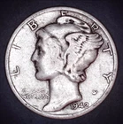 Vintage 1942-P WWII Mercury Dime 90% Silver Circulated Coin 2