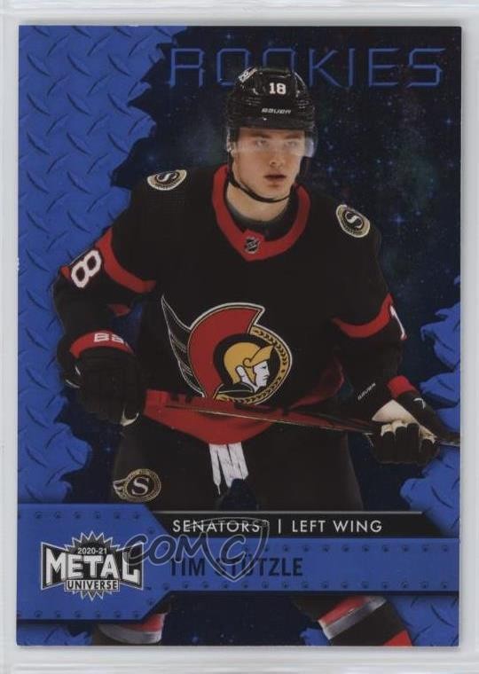 2020-21 Skybox Metal Universe Rookies Blue Spectrum Tim Stutzle #140 Rookie RC