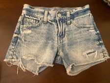 Girls Gap Shortie Low Stride Short Adjustable Waist Denim Light Wash Cut Off 7