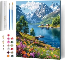 Hlison Paint by Numbers Kit for Adults, Mountains Landscape Adult Paint by Numbe