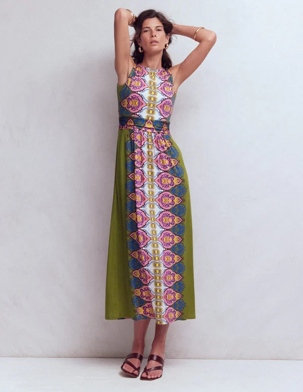 NEW Boden Antonia Sleeveless Ornamental Green Jersey Maxi Dress Size 14R