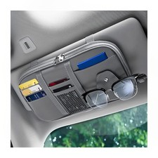 Car Sun Visor Organizer, Sunglass Holder and Storage Pocket, Card Cash Gray