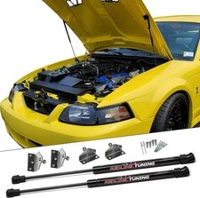 Black Struts Hood Quick Lift System w/Hardware for 1999-2004 Ford Mustang