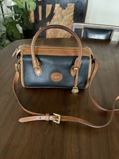 VTG Dooney Bourke Pebbled Satchel Top Handle Zip, Detachable Strap Gold HW