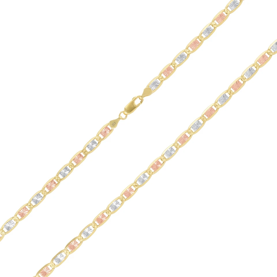 10K Tri Color Gold 1.5mm-5mm Valentino Mariner Anchor Chain Necklace 16"- 26" - Image 4 of 4