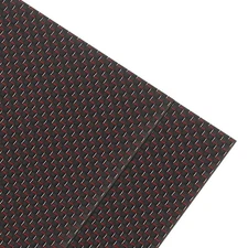 2 Pcs 3K Carbon Fiber Sheet 250x100x2mm Board with Red Metallic Threads