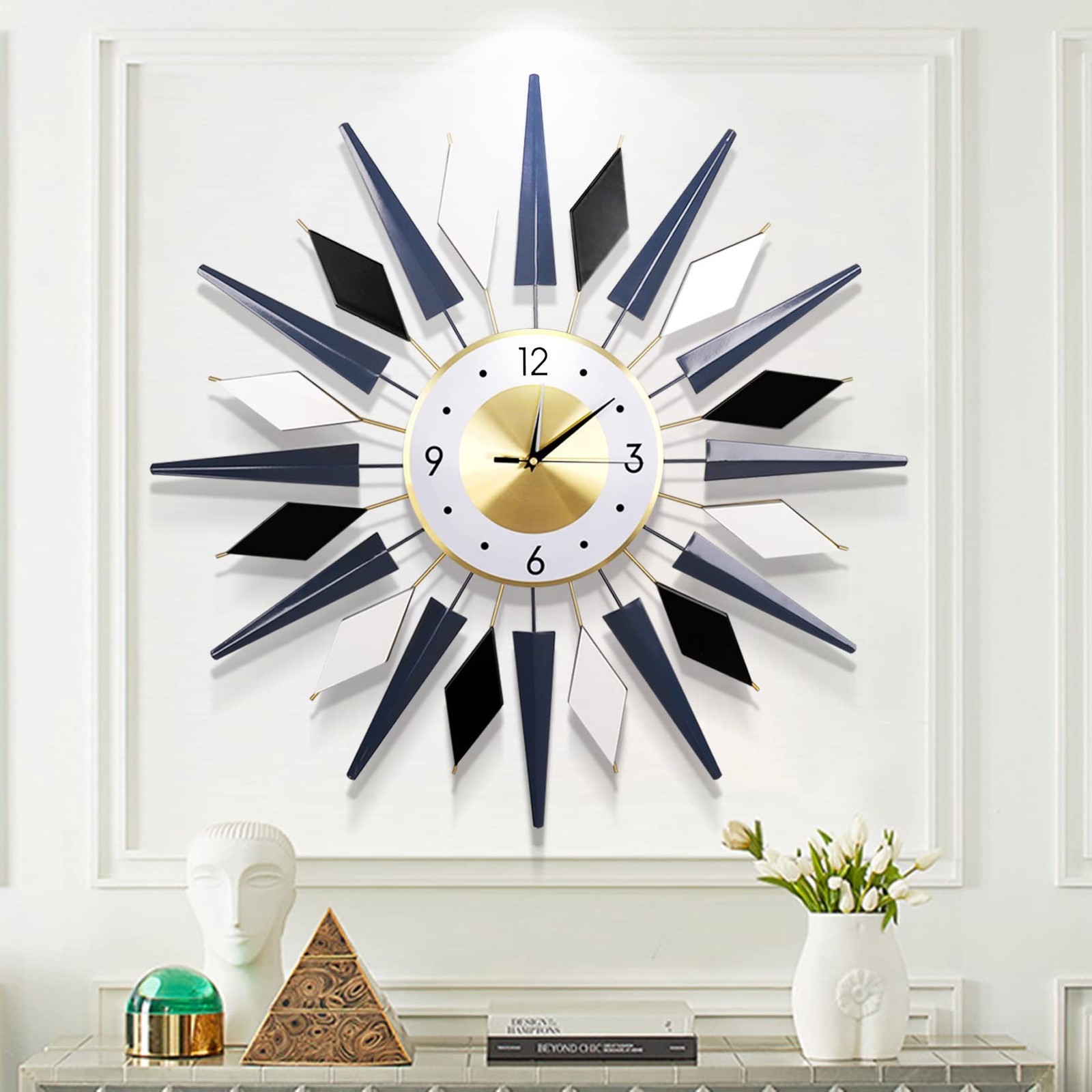 Large Metal DecorativeSilent Non Ticking Modern Big Wall Clocks for Living Ro