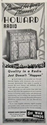 Howard Radio Company Chicago IL Tonal Balance Brilliance Vintage Print Ad 1945