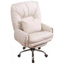 lazy boy comfy desk chair, beige, with foot rest, angle reclining, swivel
