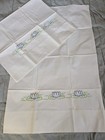 Vintage Pair First Lady Embroidered Lotus Pillowcases 100% Percale Cotton 42x38 — photo 2