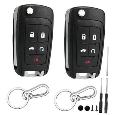 2 Pack 5 Button Key Fob Case for Chevy Cruze Equinox Impala Camaro Malibu