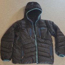 Marmot Kids XL 14-16 700 Fill Hooded Down Puffer Jacket Black/Blue