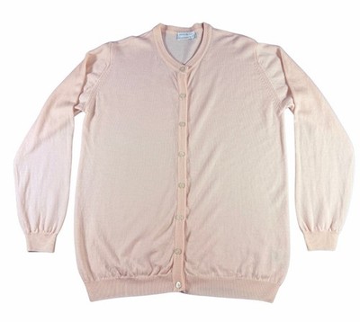 Peter Hahn Women s Cardigan Pure Premium Tasmanian Wool Pink Peach Size 16