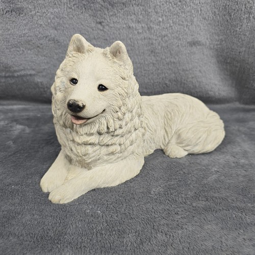 Vintage Sandicast Samoyed Dog Figurine Sandra Brue 1986 White Husky Statue 10"
