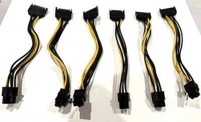 Set of 6 SATA Power to 6-pin Video Card PCIe PCI-e PCI Express Adapter Cable