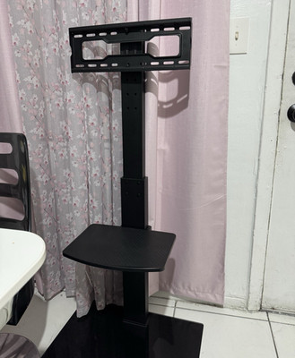 Black Freestanding TV Floor Stand with Mount Bracket and Shelf