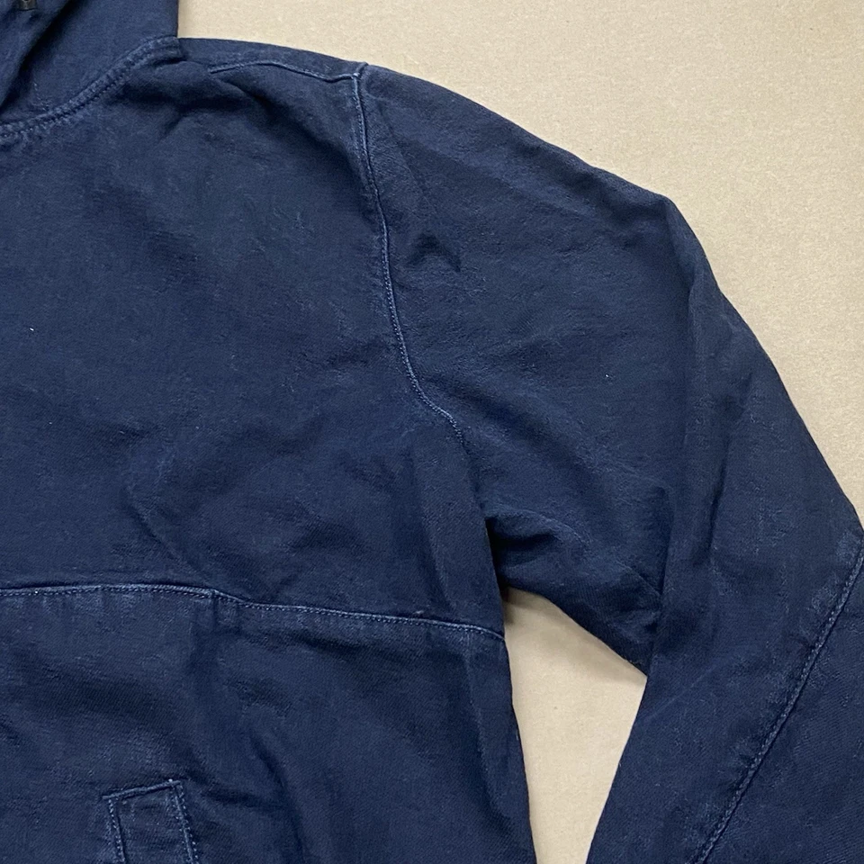 RAG & BONE L Grande Denim Pullover Sudadera con Capucha Chaqueta Bolsillo Media Cremallera Hombres Foto 3 de 4